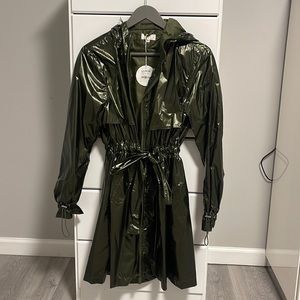 Hooded Trench Raincoat khaki green